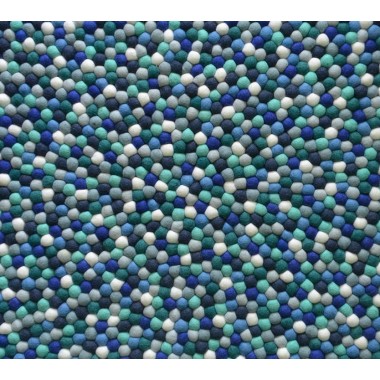 Crystal Blue Round Felt Rug Nepal