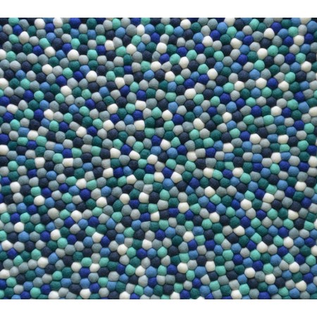 Crystal Blue Round Felt Rug Nepal