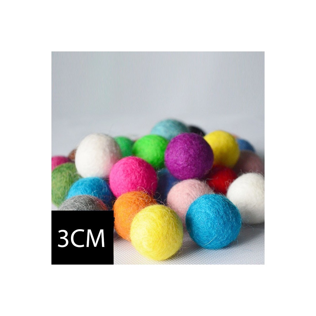 Handmade Wool Felt Balls, 3cm Diameter, Jewel Tone Rainbow Colors, Set of 36