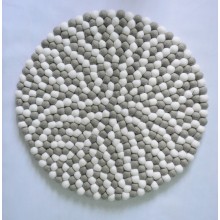 Handmade White and Gray Felt Rug