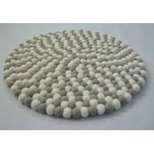 Handmade White and Gray Felt Rug 2