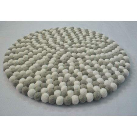 Handmade White and Gray Felt Rug