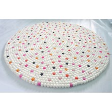 White Colorful Dots Handmade Felt Rug