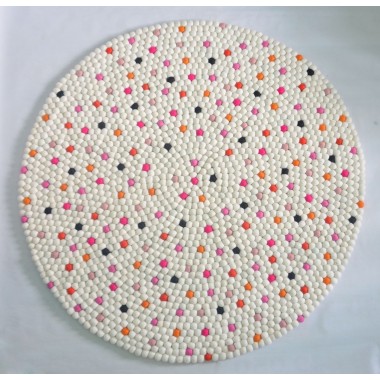White Colorful Dots Handmade Felt Rug