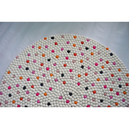 White Colorful Dots Handmade Felt Rug