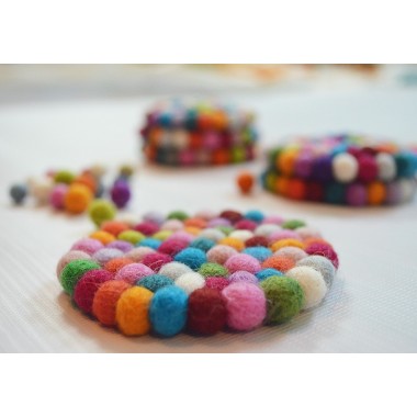 10cm Round Felt Ball Tea Coaster