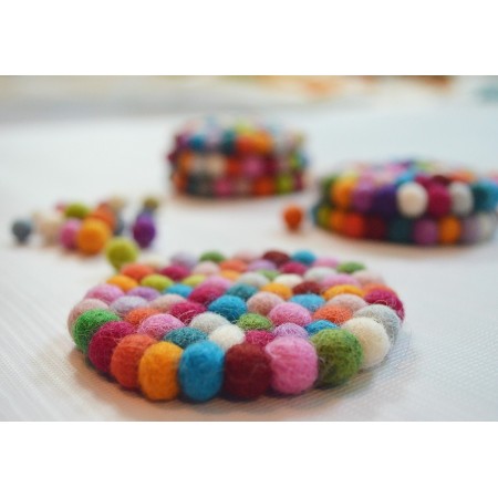 10cm Round Felt Ball Tea Coaster