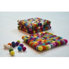 Colorful Handmade Rectangle Felt Ball Tea Coaster