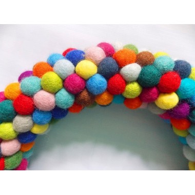 40cm Multicolored Felt Balls Wreath