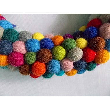 40cm Multicolored Felt Balls Wreath