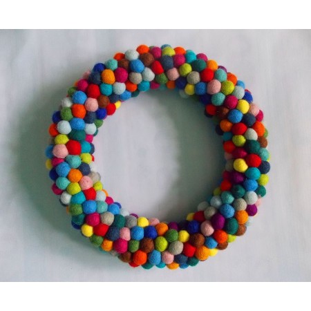 40cm Multicolored Felt Balls Wreath