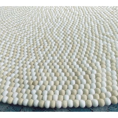 White / Off White Handmade Felt Rug...