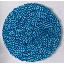 Torquoise Blue 3 Color Round Rug 2
