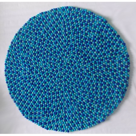 Torquoise Blue 3 Color Round Rug