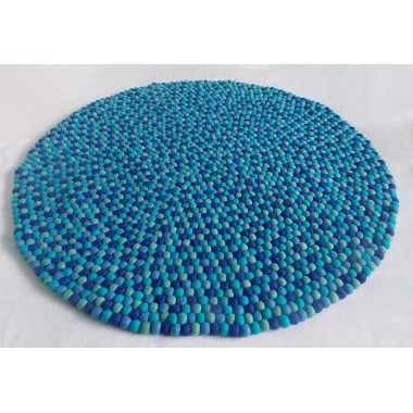 Torquoise Blue 3 Color Round Rug