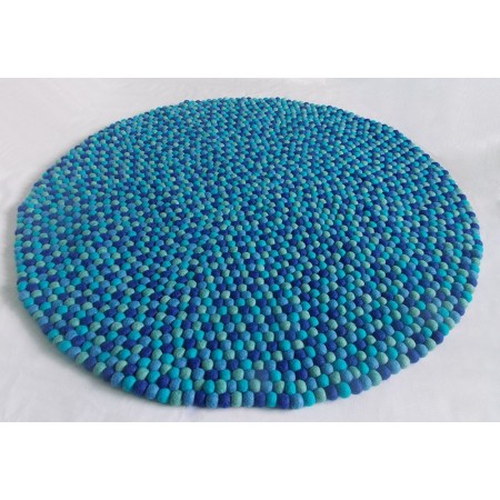 Torquoise Blue 3 Color Round Rug
