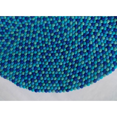 Torquoise Blue 3 Color Round Rug