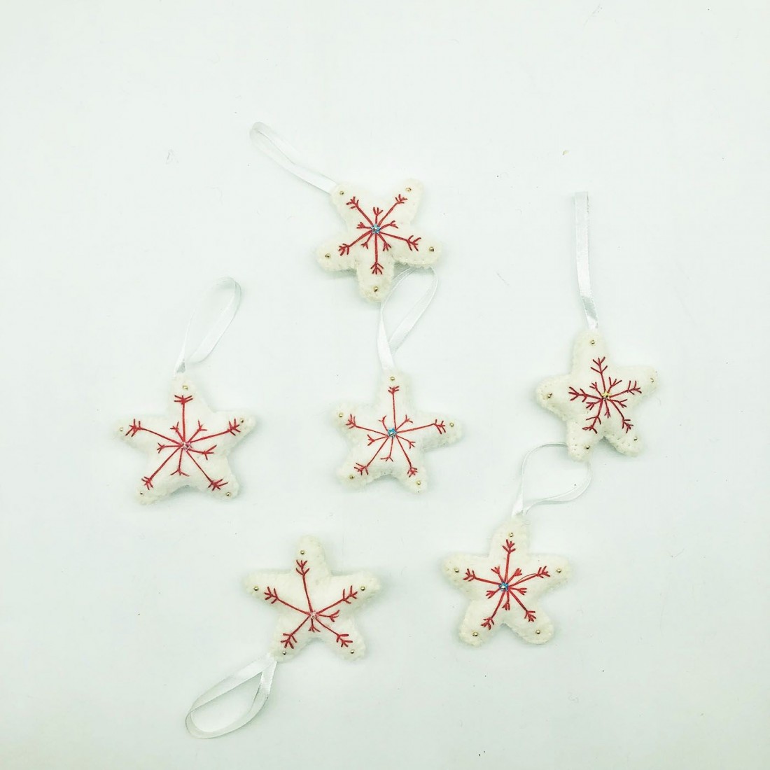 7cm White Felt Snowflakes