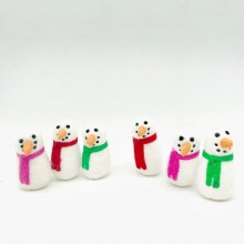 7cm Wool Felt Snowman with Scarf 2