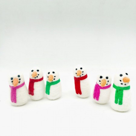 7cm Wool Felt Snowman with Scarf