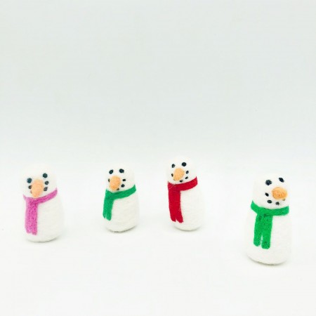 7cm Wool Felt Snowman with Scarf