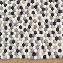 Natural Gray/Black Dotted Felt Ball Rug 2