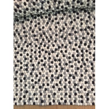 Natural Gray/Black Dotted Felt Ball Rug