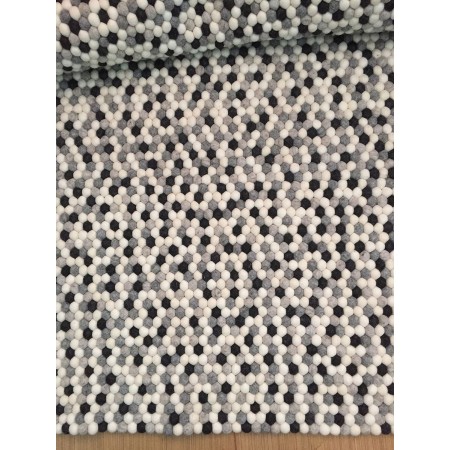 Natural Gray/Black Dotted Felt Ball Rug