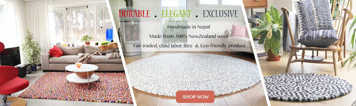 Home Decor  100 % Wool Handmade In Nepal. Details about   Felt Ball Rug Nursery Rug